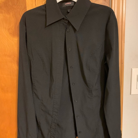 Express Black Button Down Collared Shirt - Picture 2 of 6